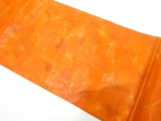 JAPANESE KIMONO / PEONY ARABESQUE WEAVING FUKURO OBI